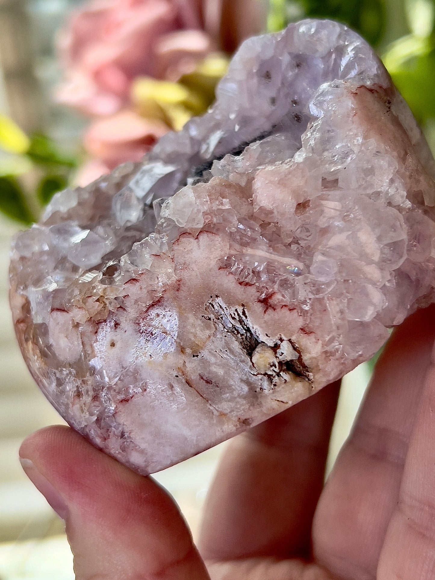 High grade, pink amethyst, Freeform with black sugar druzy