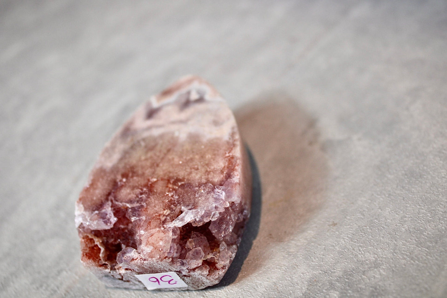 Pink amethyst, flame with purple quartz, from Brazil 145g 7.5cm (h) 5cm (w)