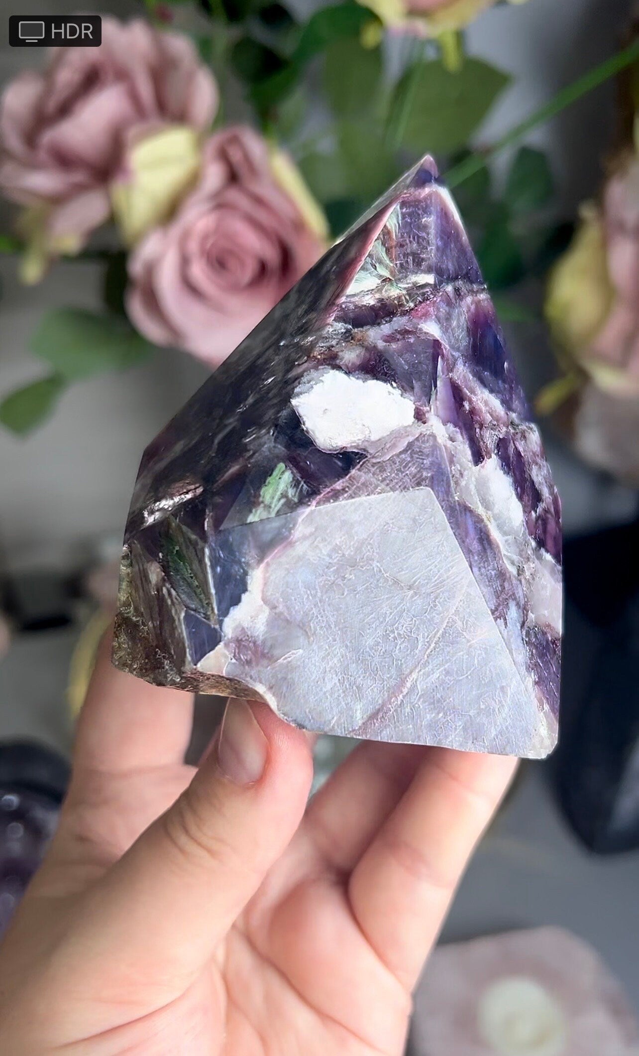 Gemmy lepidolite point