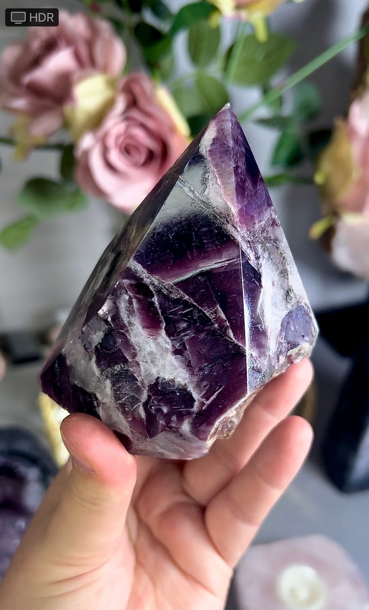 Gemmy lepidolite point