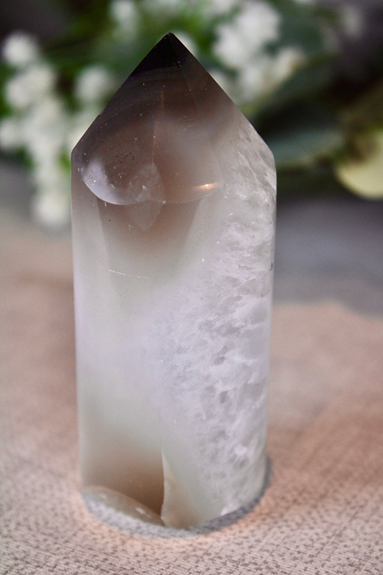 Circular, quartz agate tower