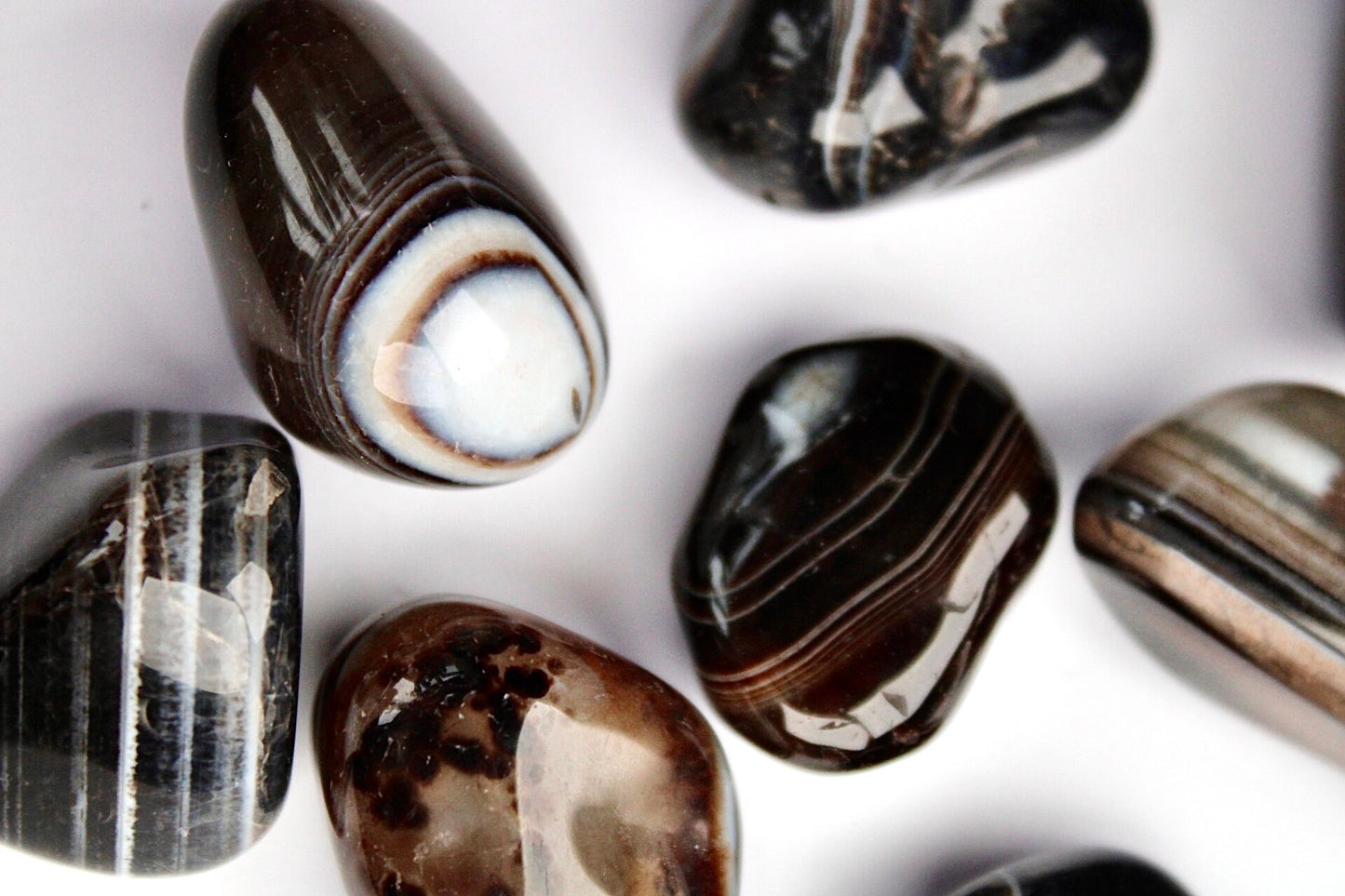 High quality Black banded agate tumble stone