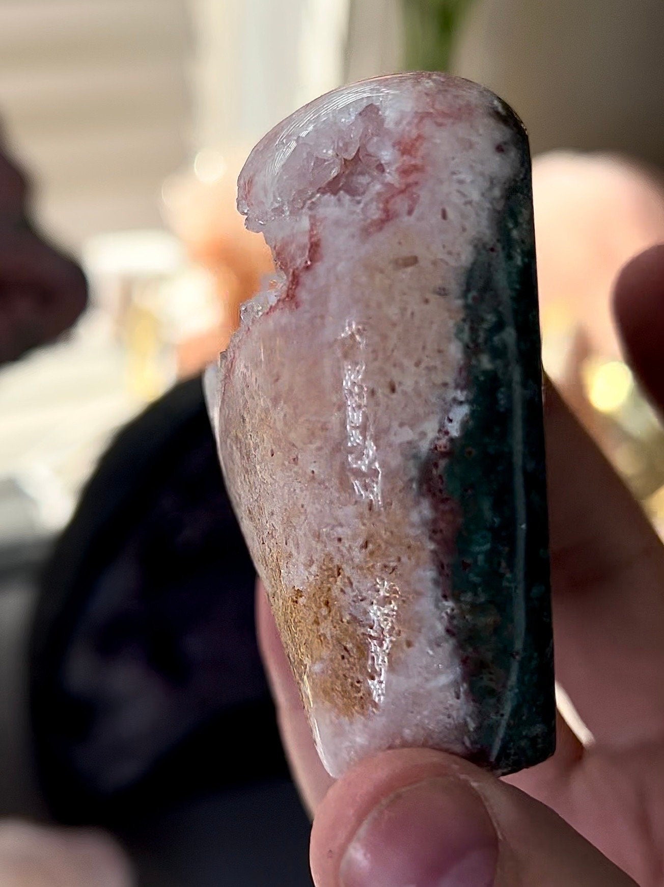 high grade, pink amethyst Freeform with green jasper