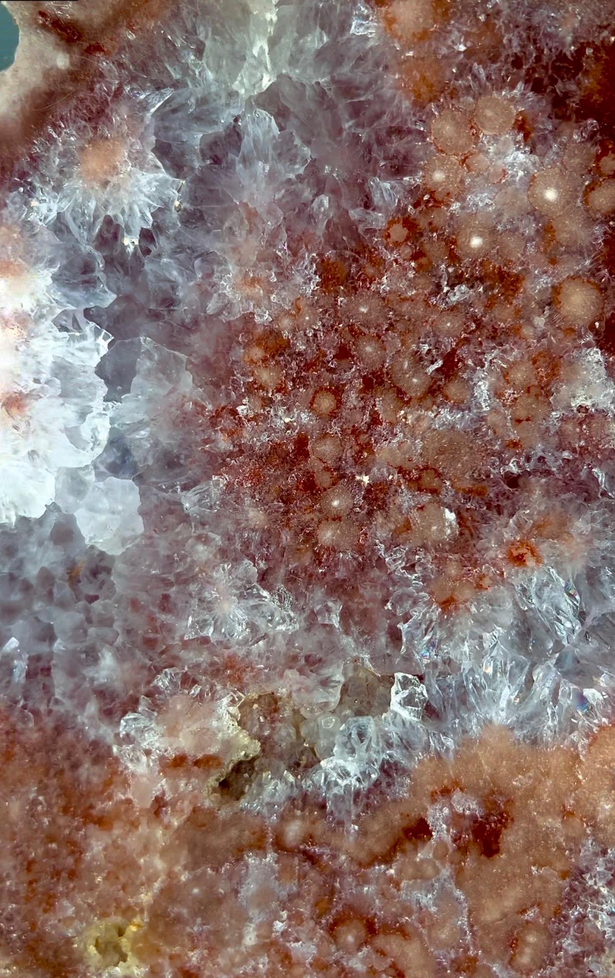 High grade, pink amethyst slab with purple quartz and lots of flowers