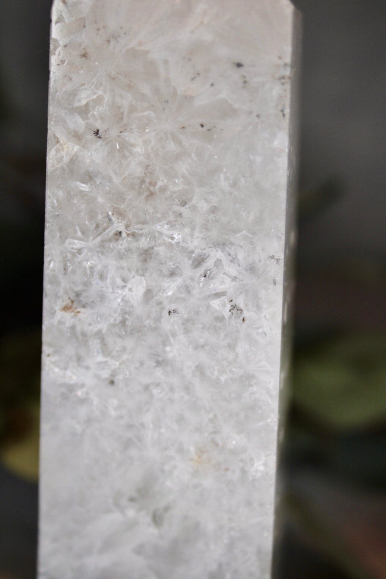 Blue banded agate with quartz tower