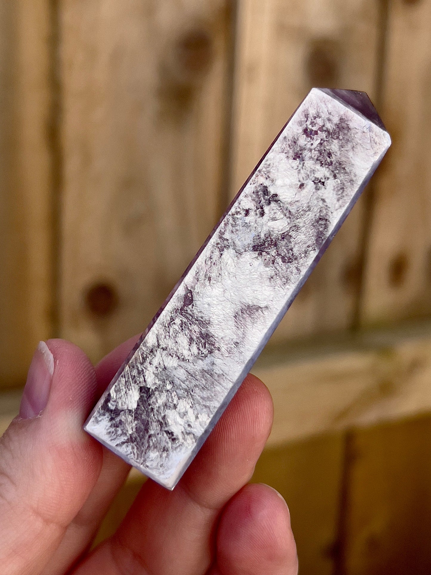 Gemmy lepidolite point