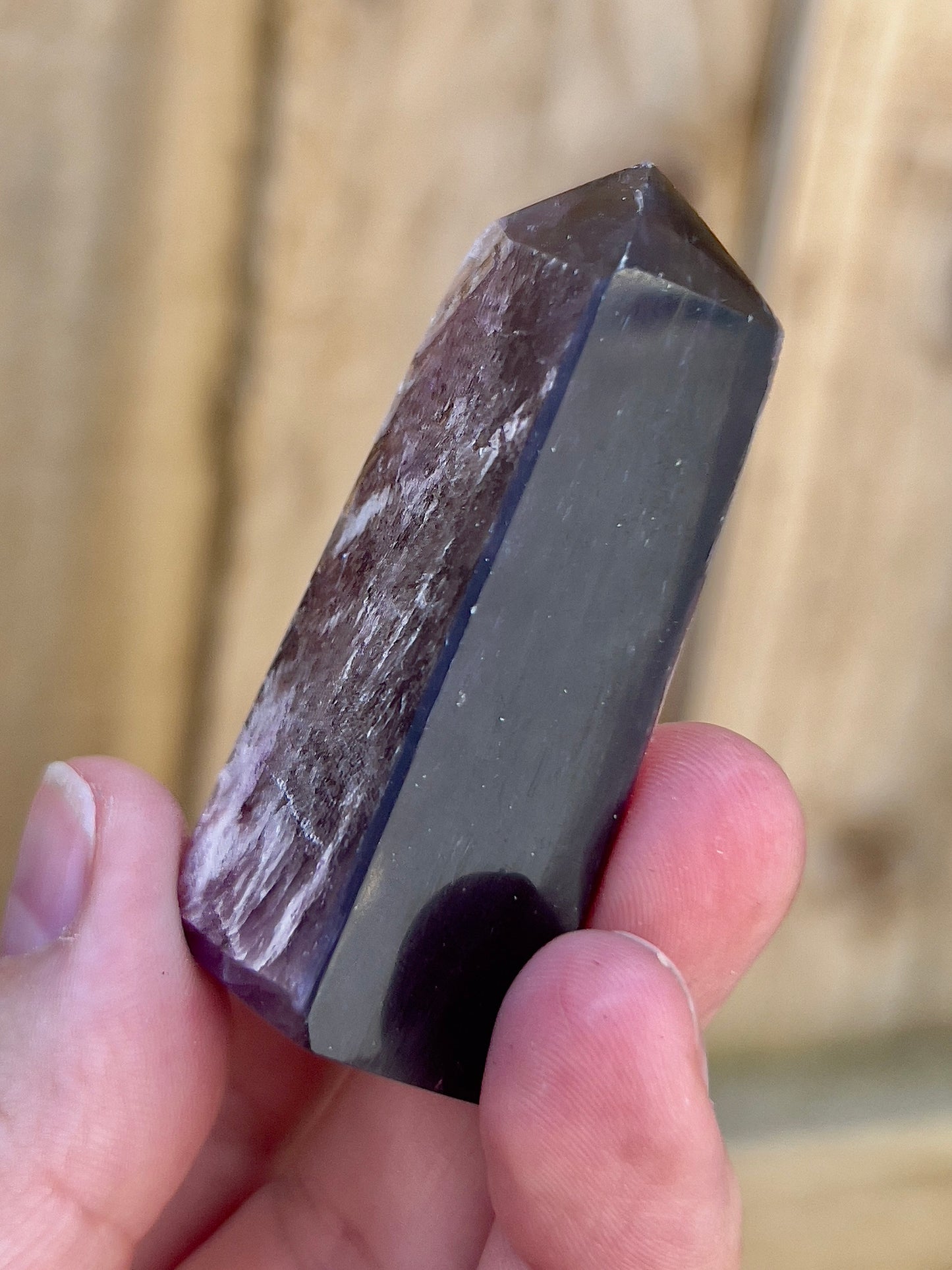 Gemmy lepidolite point