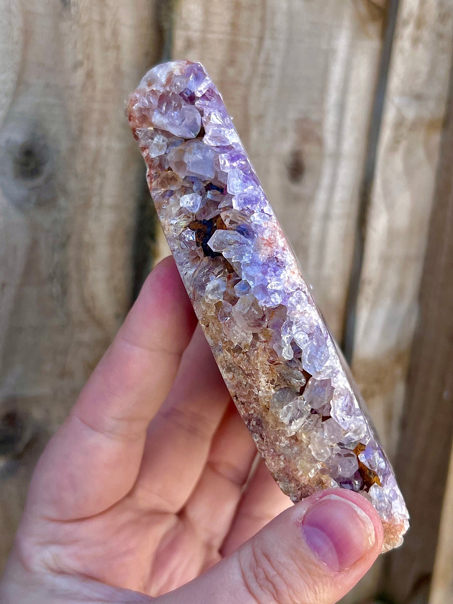 pink amethyst slab with purple quartz