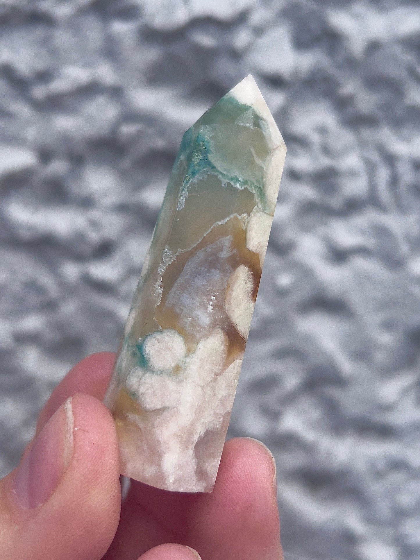 green flower agate tower