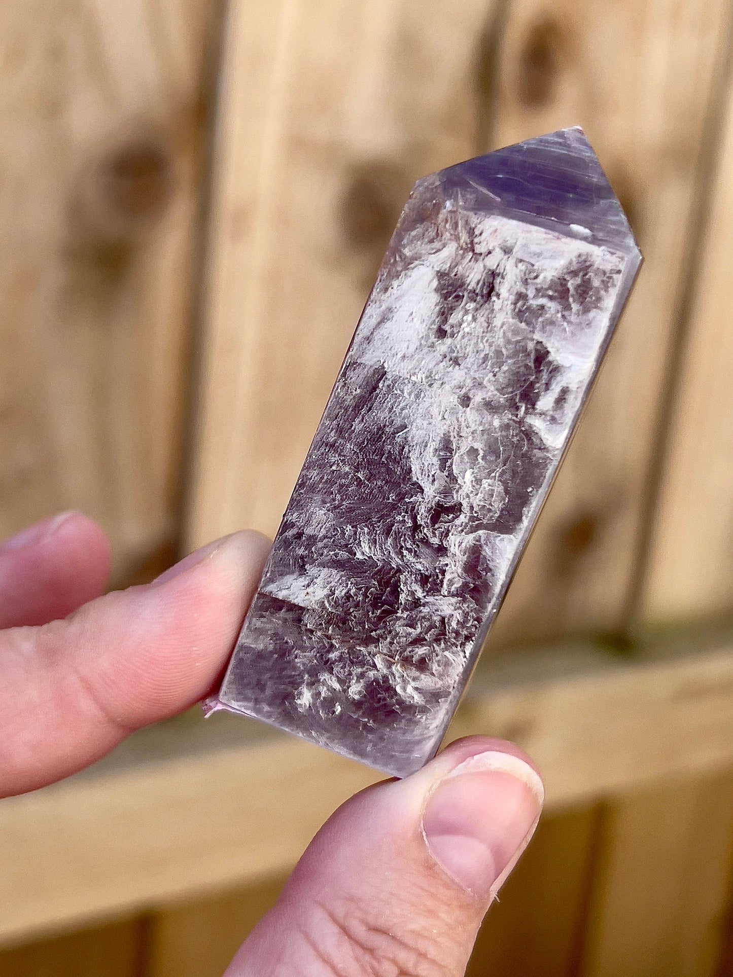 Gemmy lepidolite point