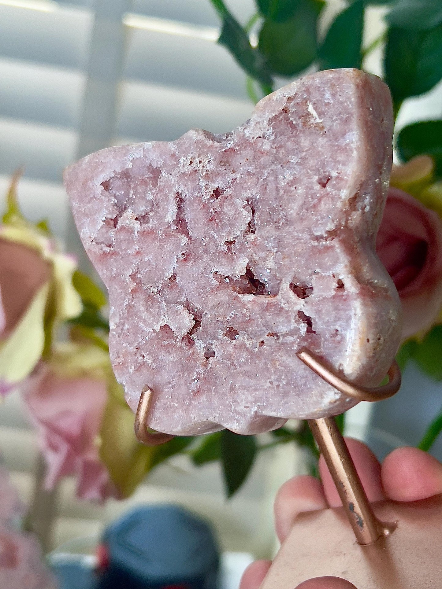 Pink amethyst butterfly on stand
