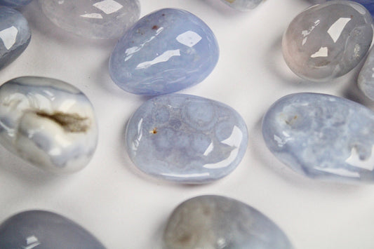 Blue lace agate tumble stone