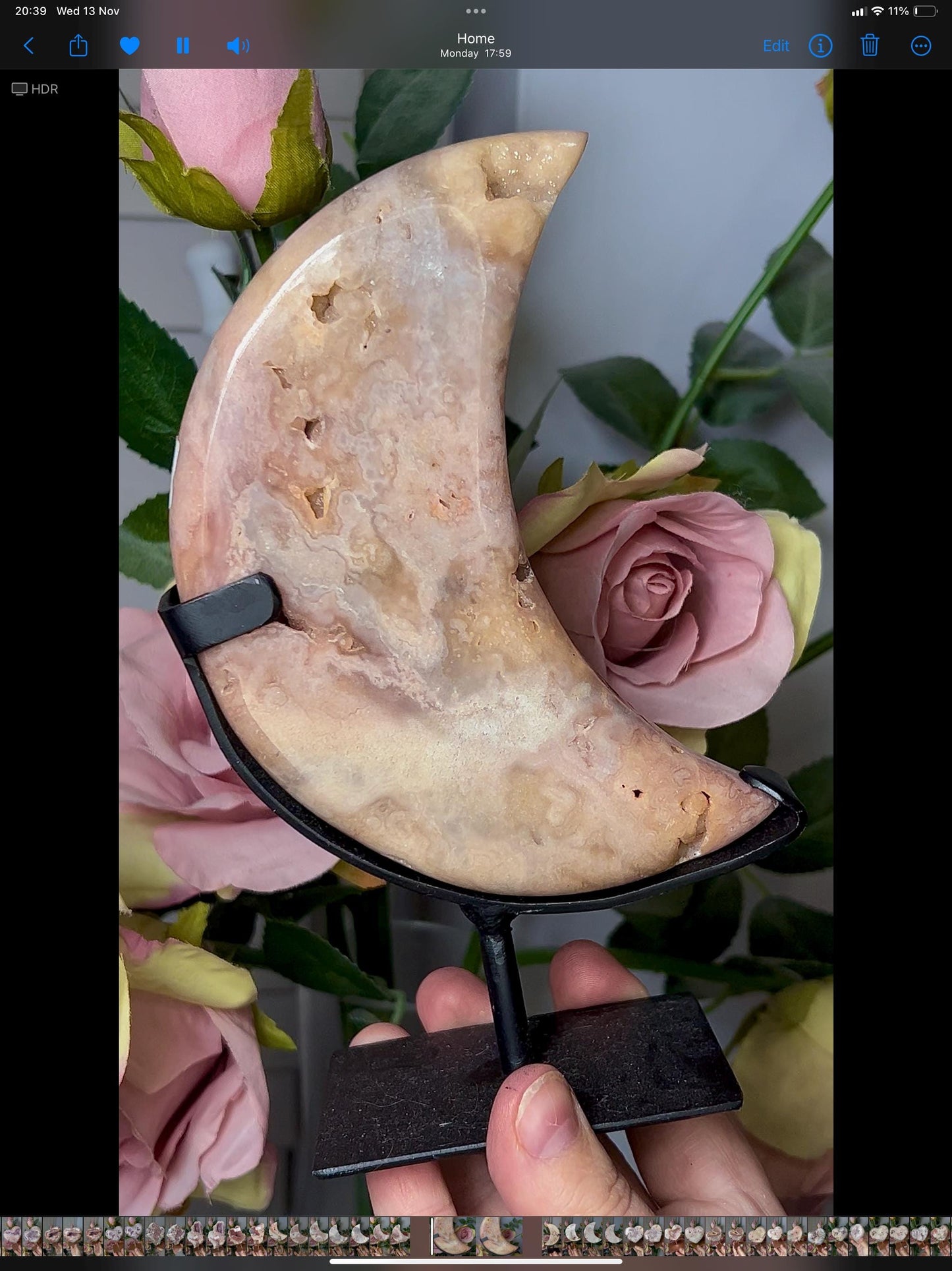 High grade, pink amethyst moon in beautiful pastel tones