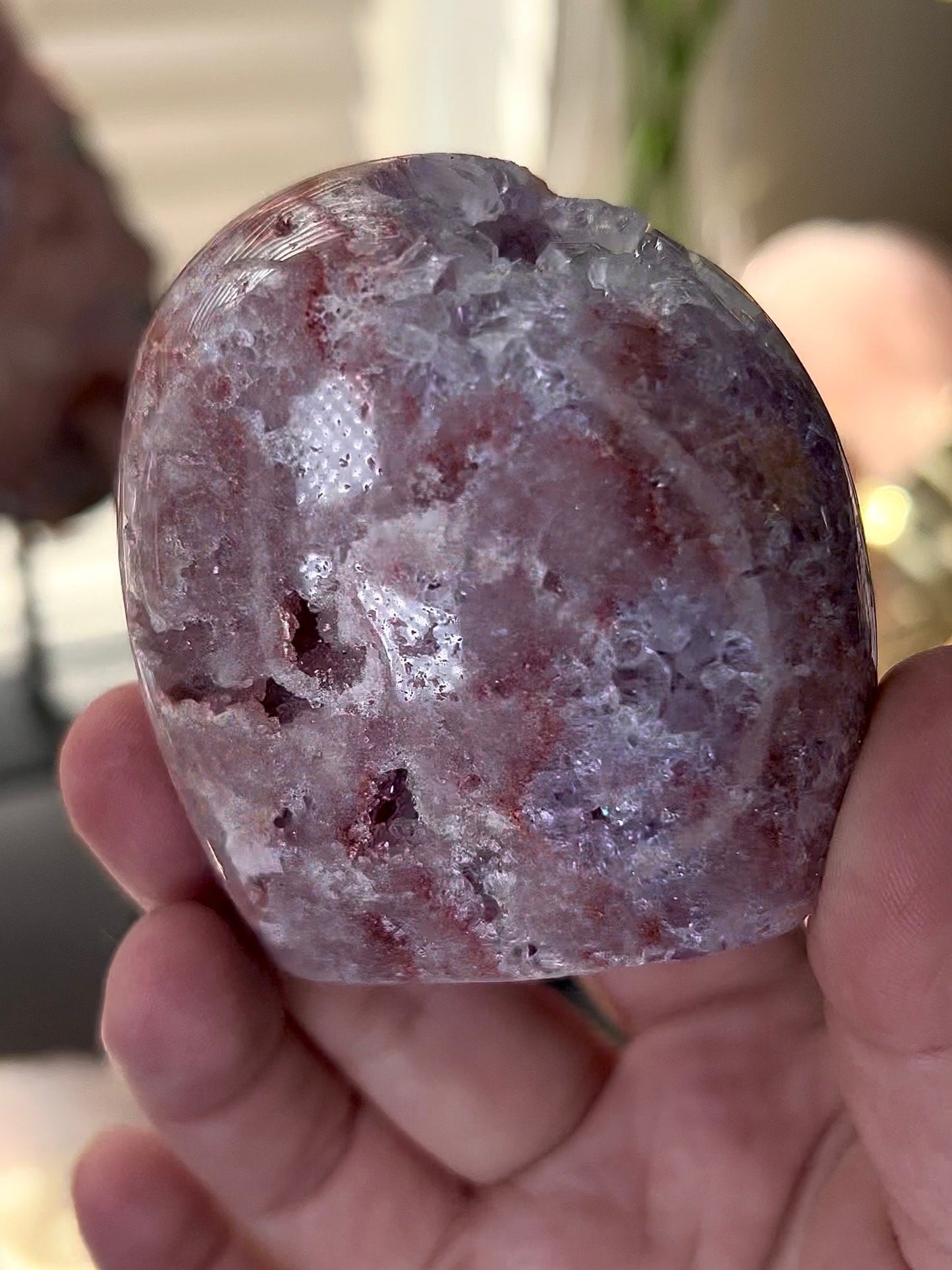 high grade, pink amethyst Freeform with flower, purple and deep pink quartz