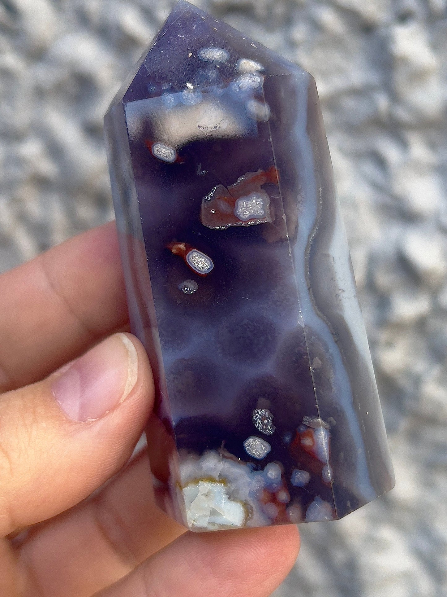 black & blue flower agate tower