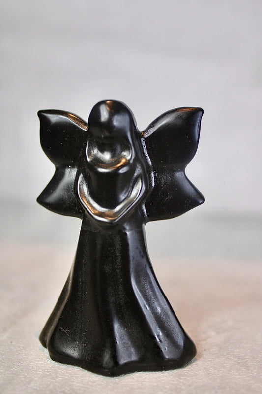 Black obsidian fairy carving 8cm (h)