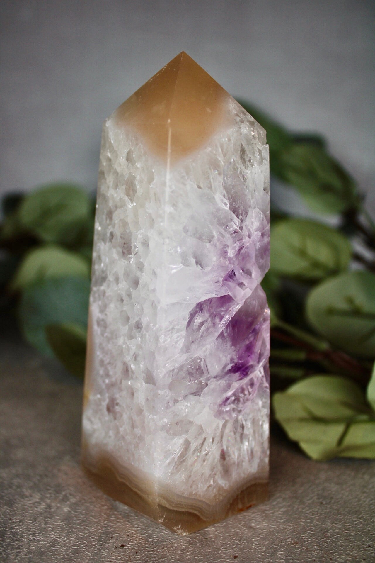 Amethyst agate, 4 sided tower