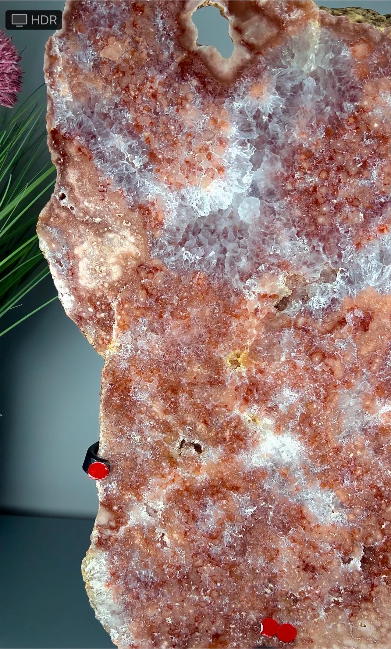 High grade, pink amethyst slab with purple quartz and lots of flowers