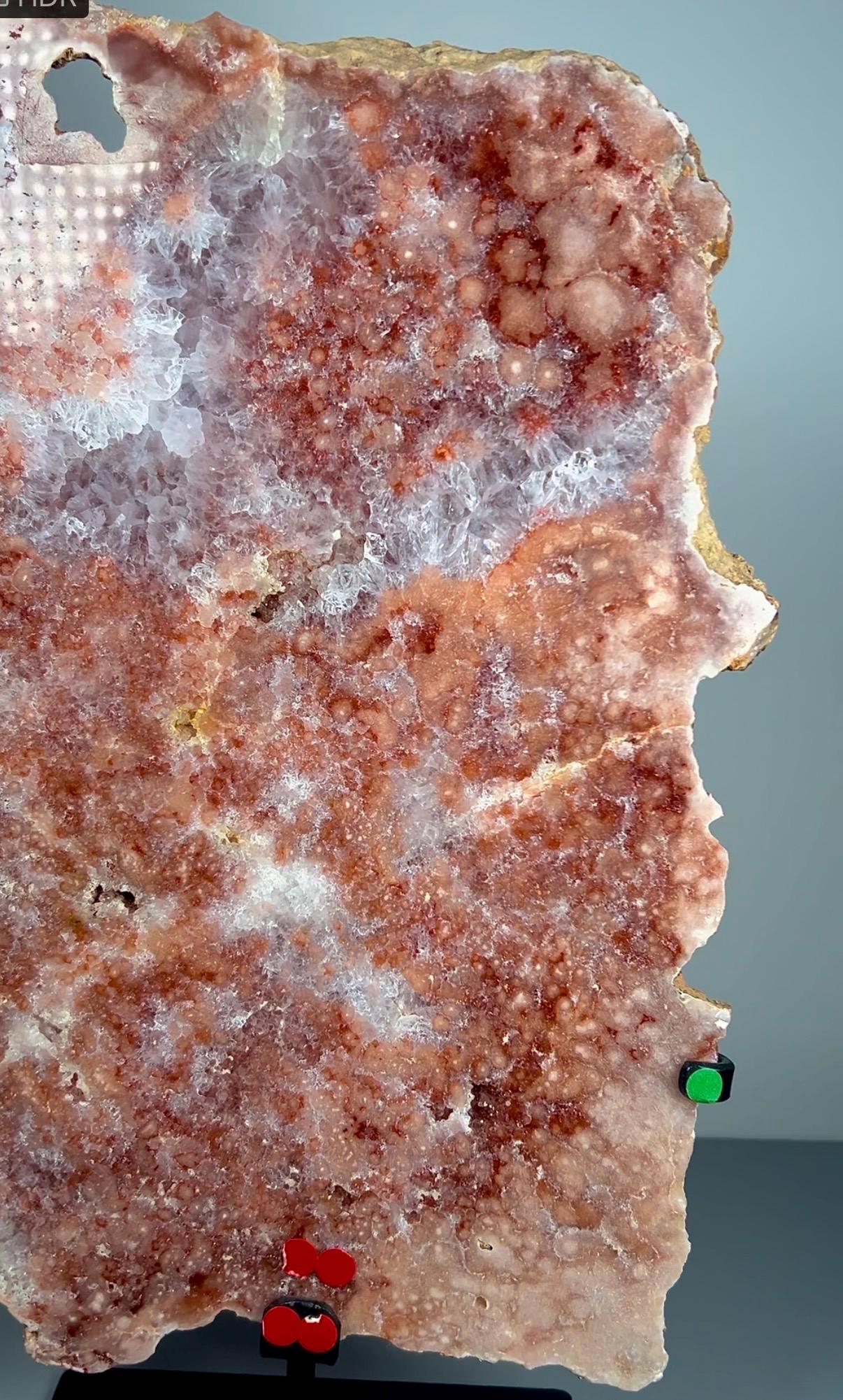 High grade, pink amethyst slab with purple quartz and lots of flowers