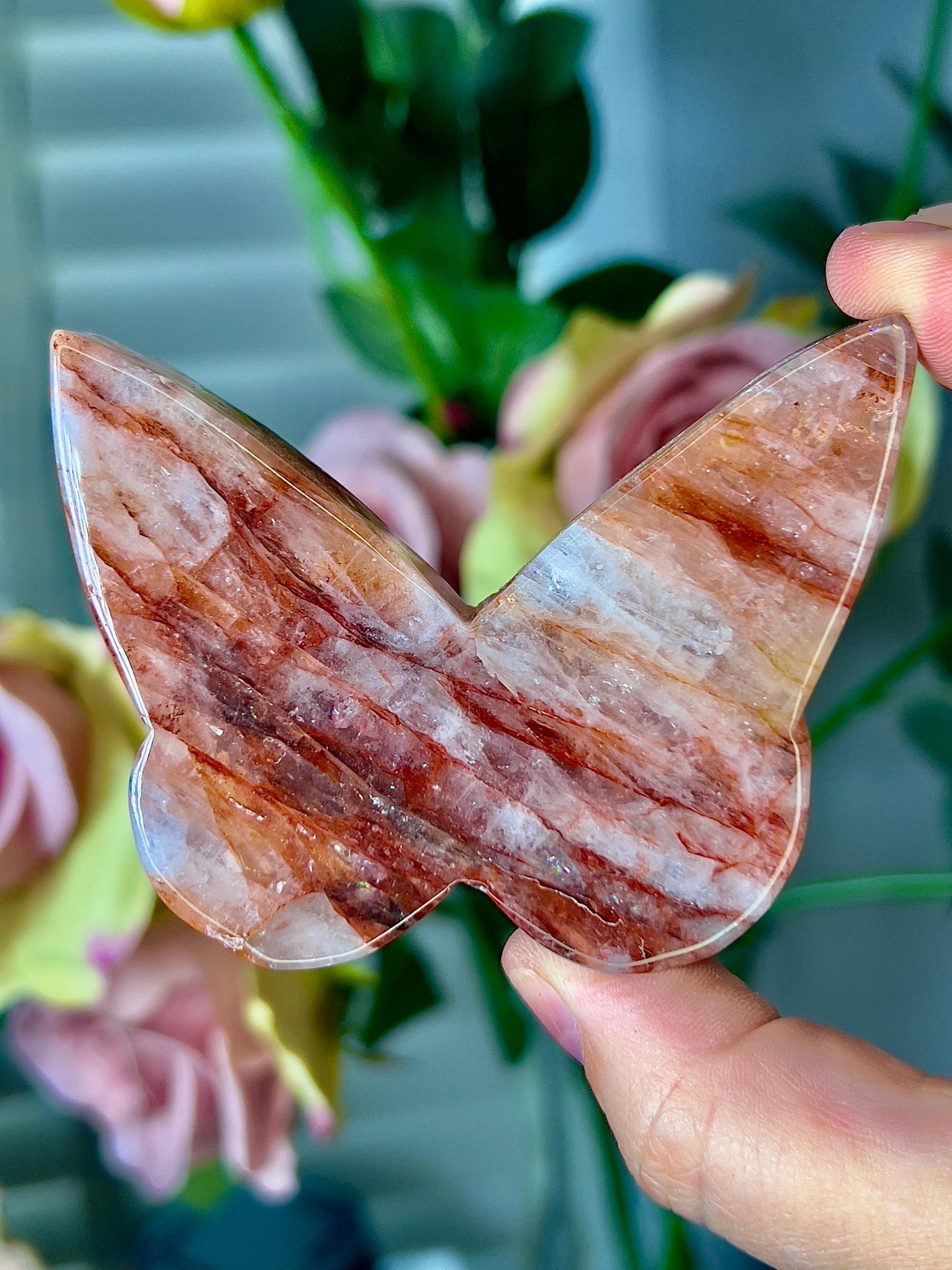 high grade, Hematoid red fire quartz butterfly