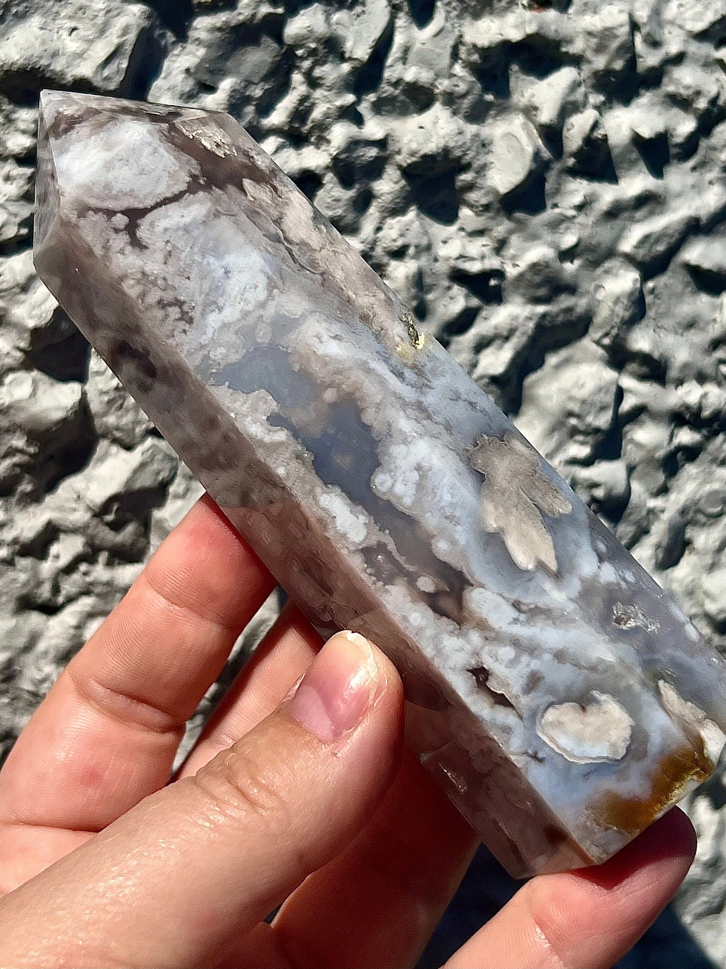 baby blue flower agate tower