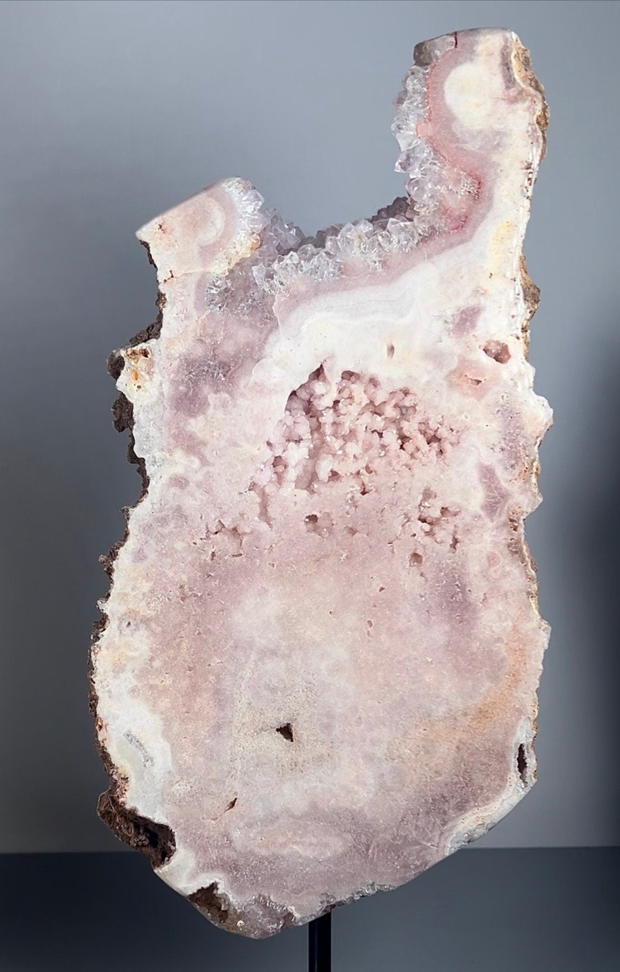 High grade, large pink amethyst slab with quartz