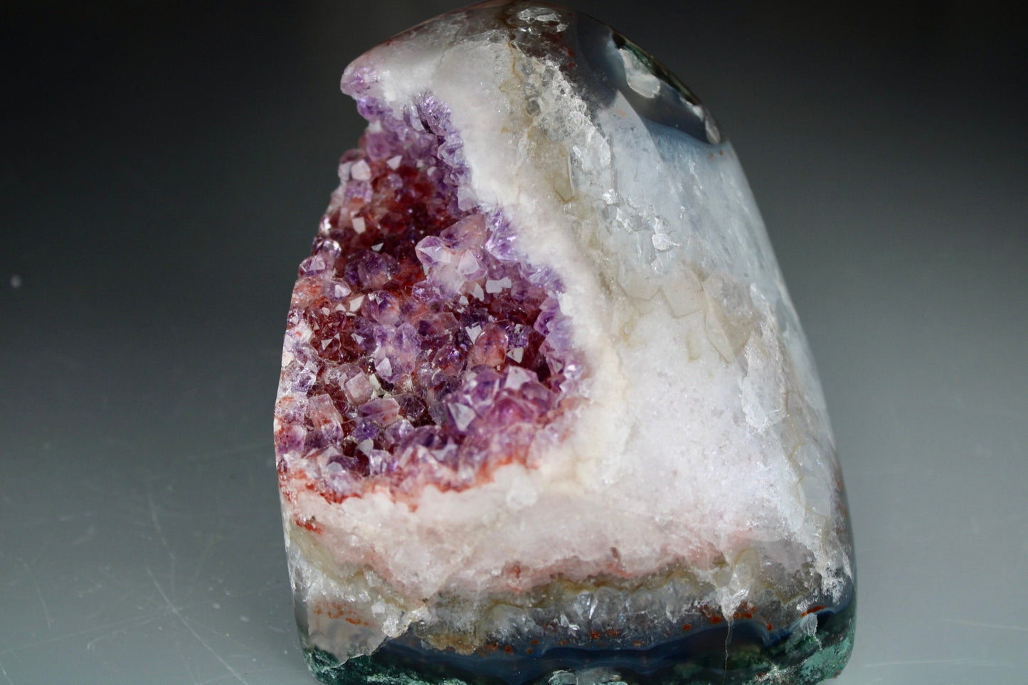 Incredible, berry, pink amethyst, agate, freeform withy quartz that is full of rainbows and moss agate, green jasper