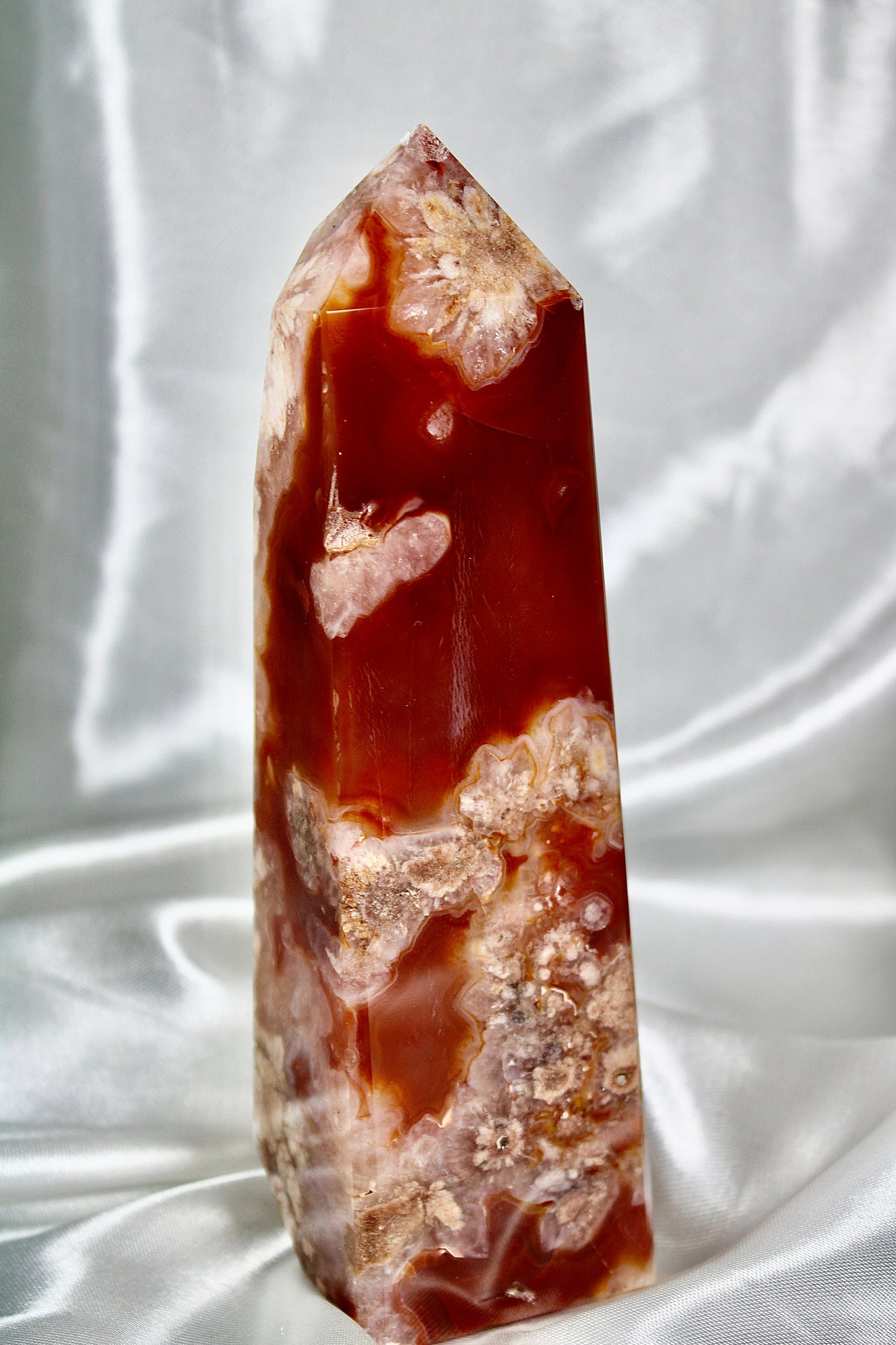 Carnelian x flower agate 708g 17.5cm