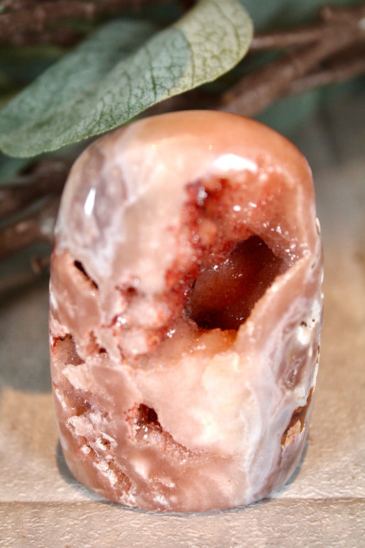 pink amethyst freeform with open druzy cave 135g