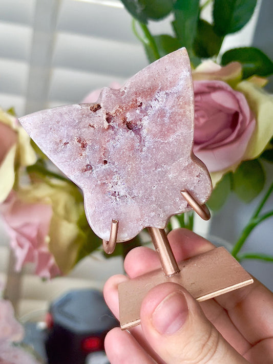 Pink amethyst butterfly on stand