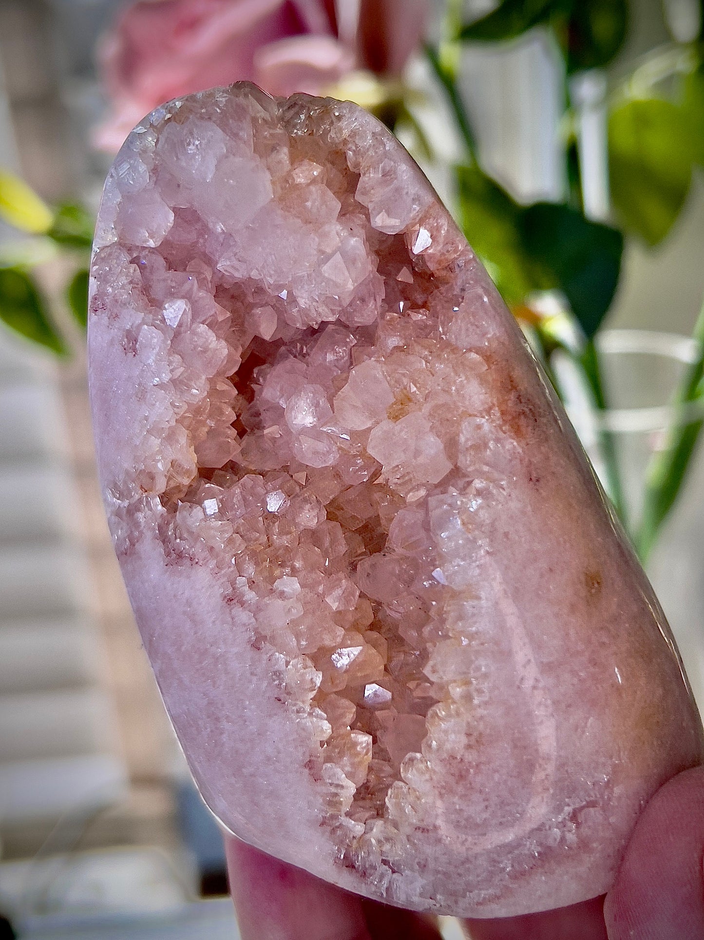 high grade, pink amethyst Freeform flame