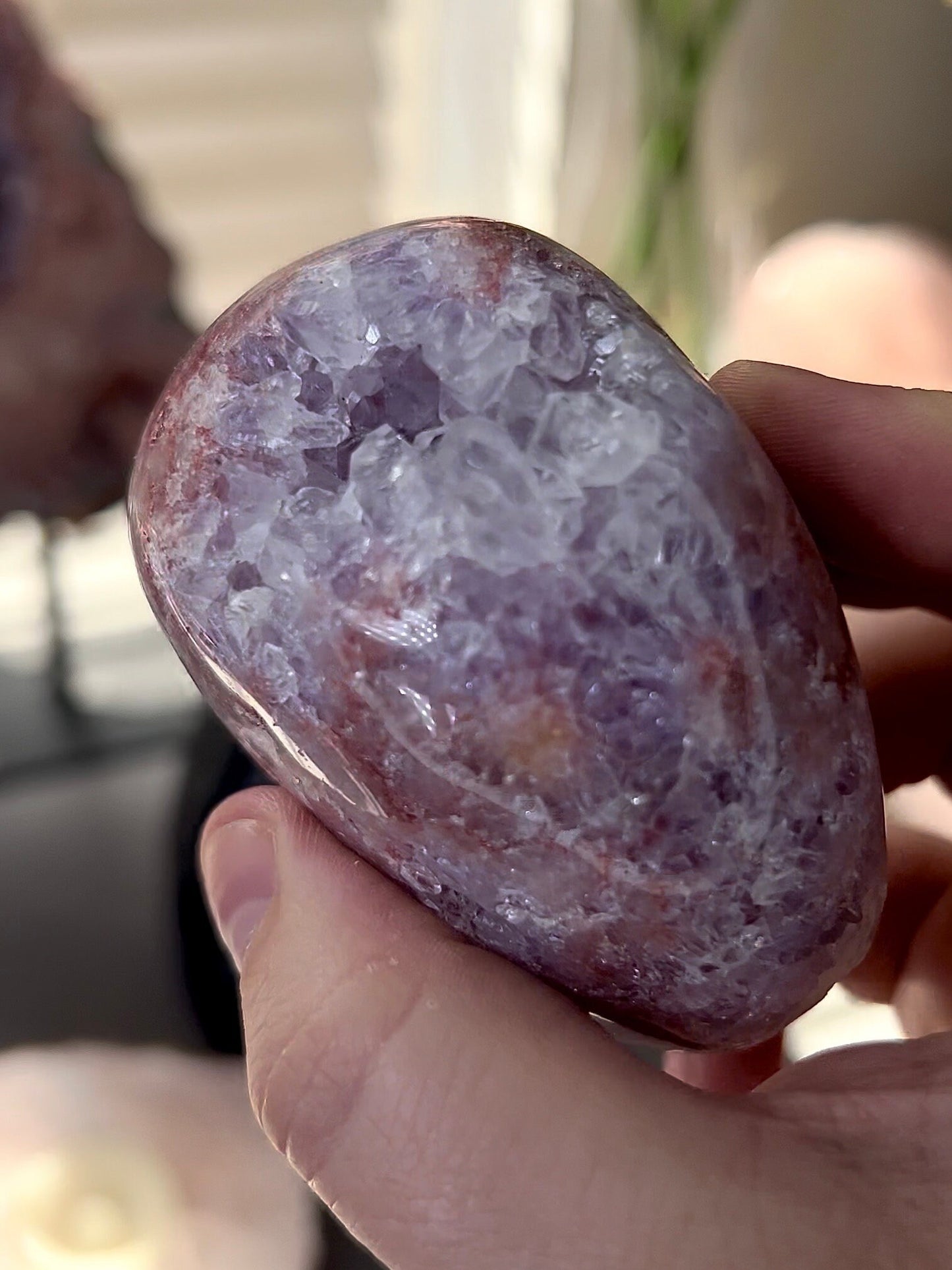 high grade, pink amethyst Freeform with flower, purple and deep pink quartz
