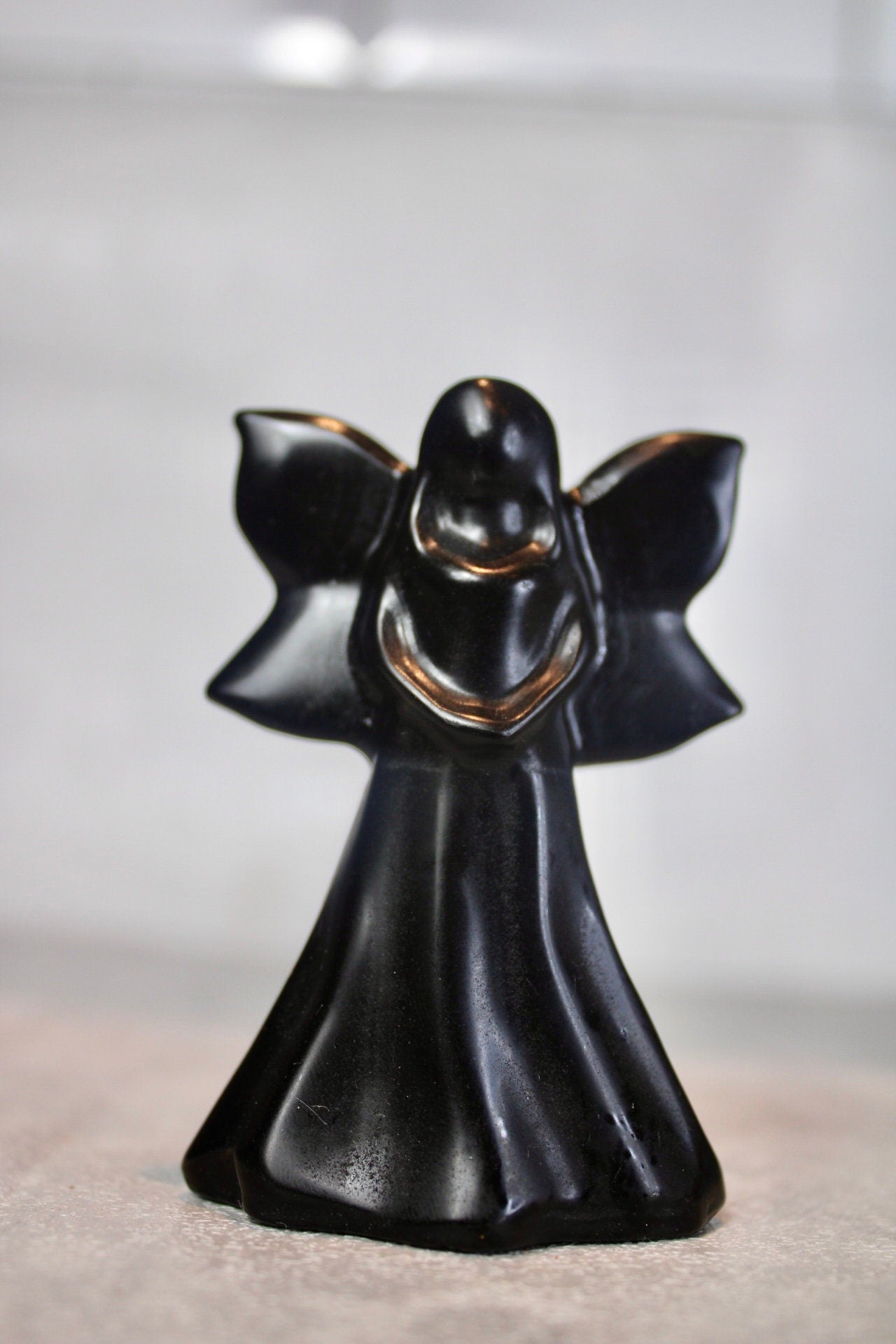 Black obsidian fairy carving 8cm (h)