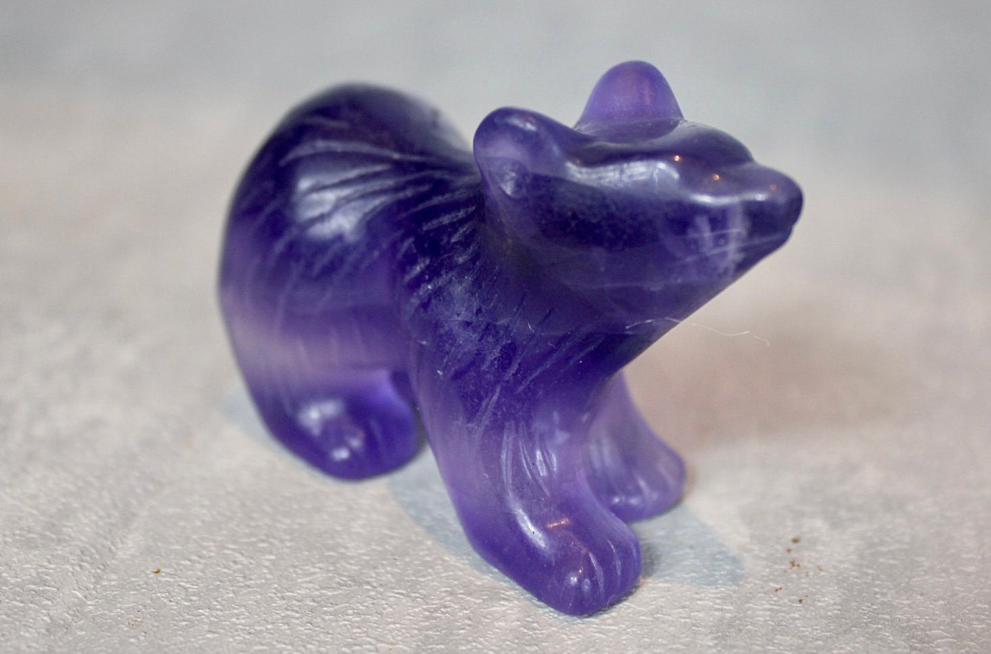 Purple, fluorite, bear carving 4.5cm (h)  7cm (L)