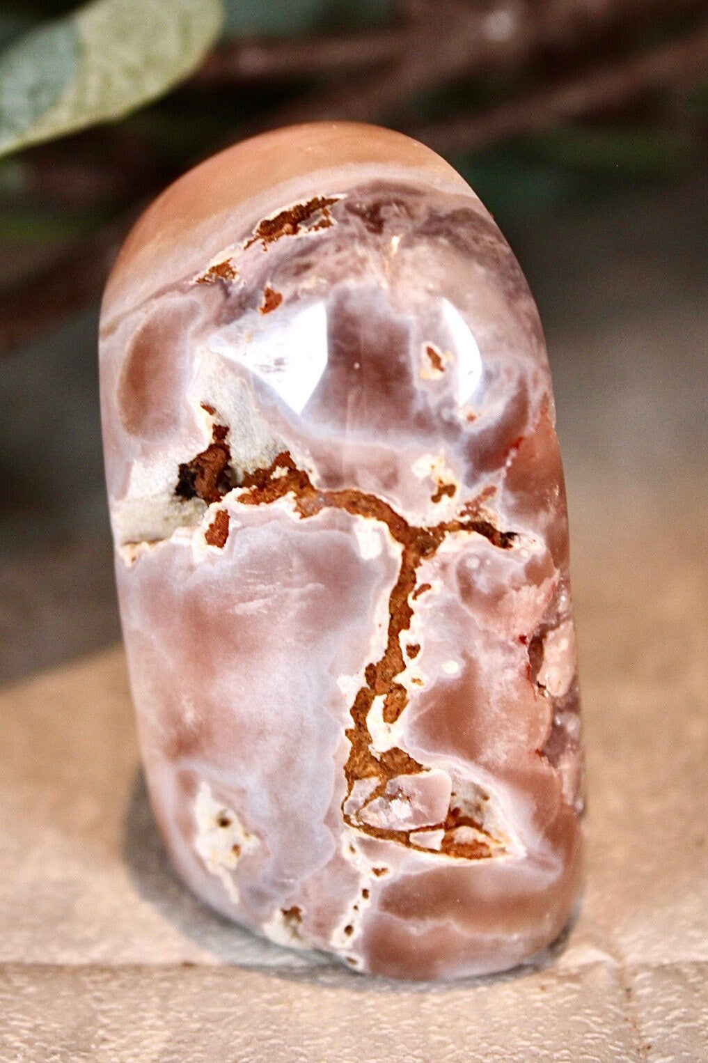 pink amethyst freeform with open druzy cave 135g