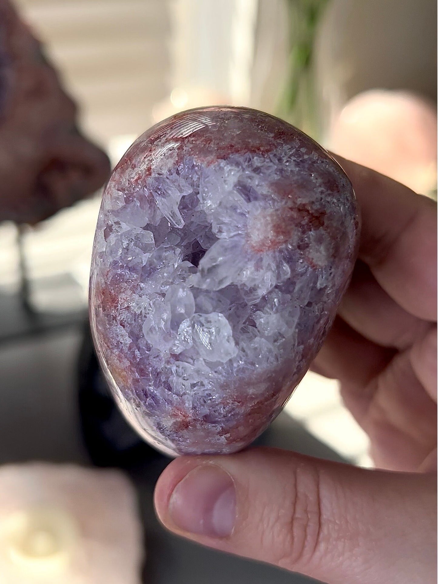 high grade, pink amethyst Freeform with flower, purple and deep pink quartz