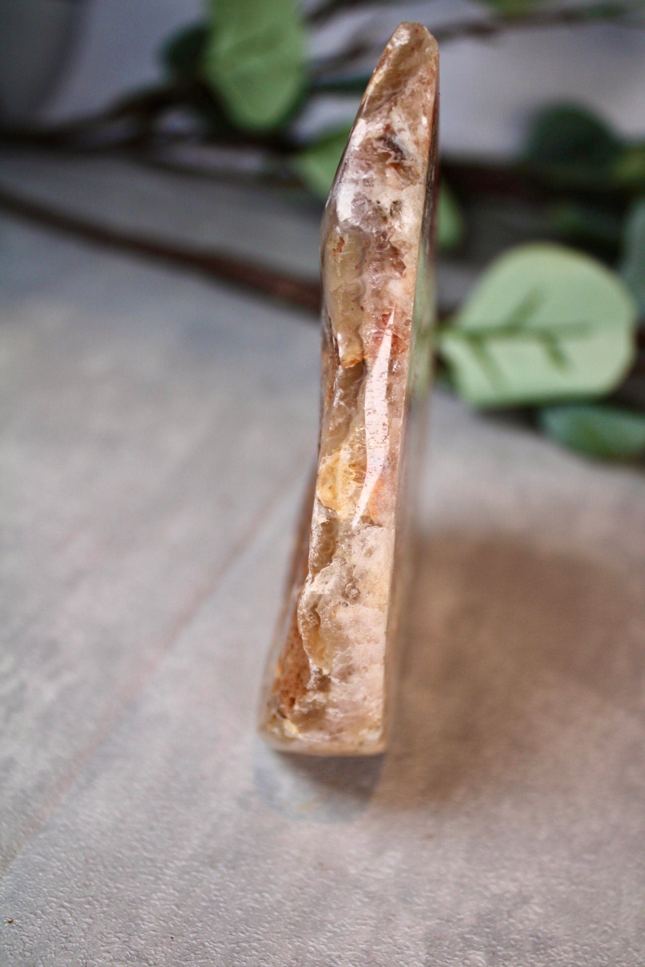 Colourful Pink amethyst, flame with jasper and agate formations 290g 12cm(h) 8.5cm(w)