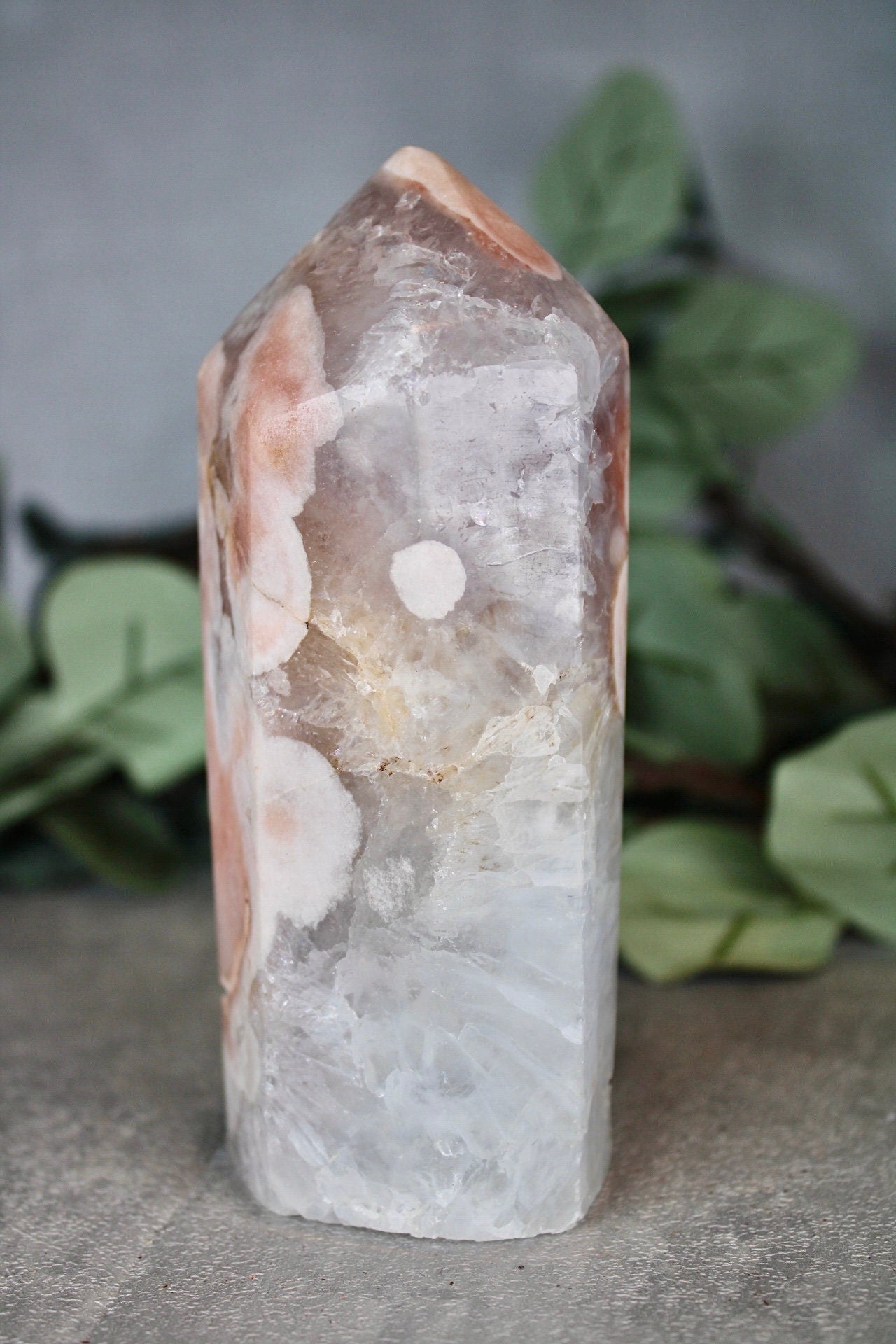 Pink amethyst with quartz tower 645g 13.5cm(H) 5.5cm(W)