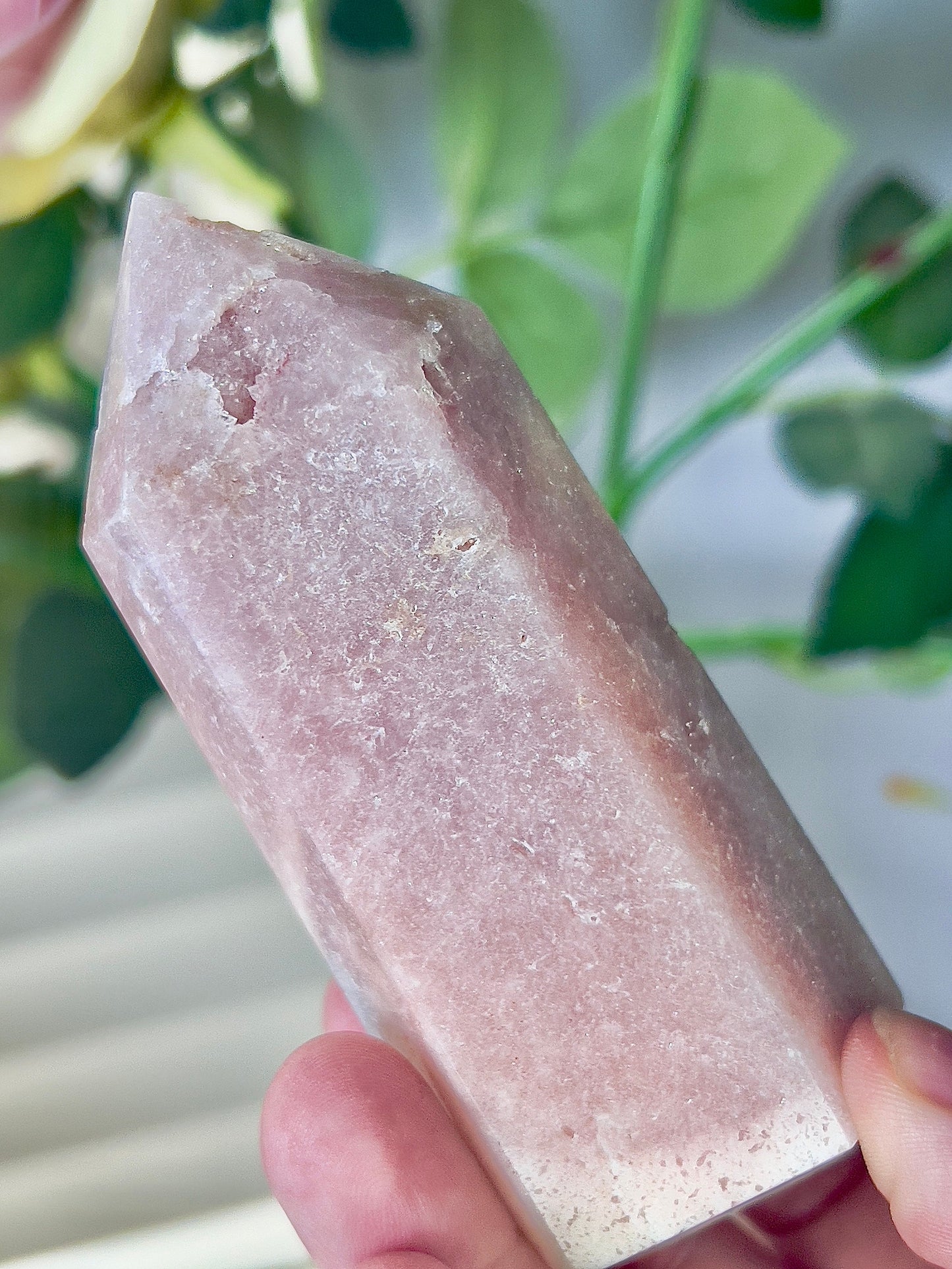 High grade, pink amethyst tower