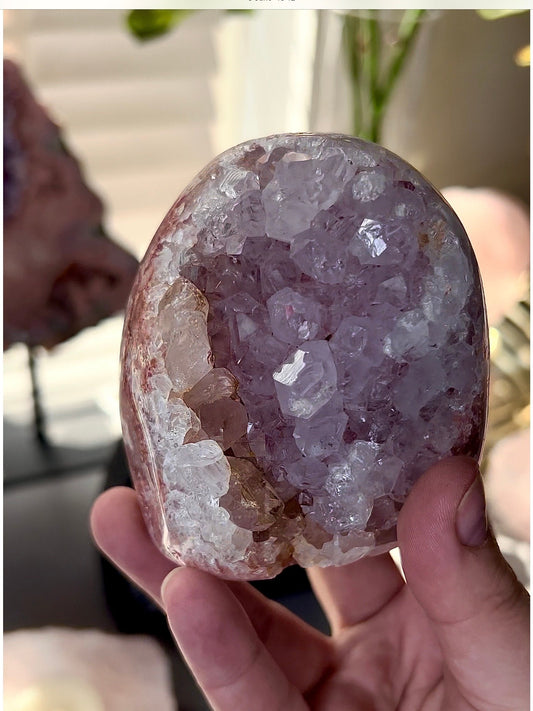 high grade, purple chonky quartz, pink amethyst Freeform