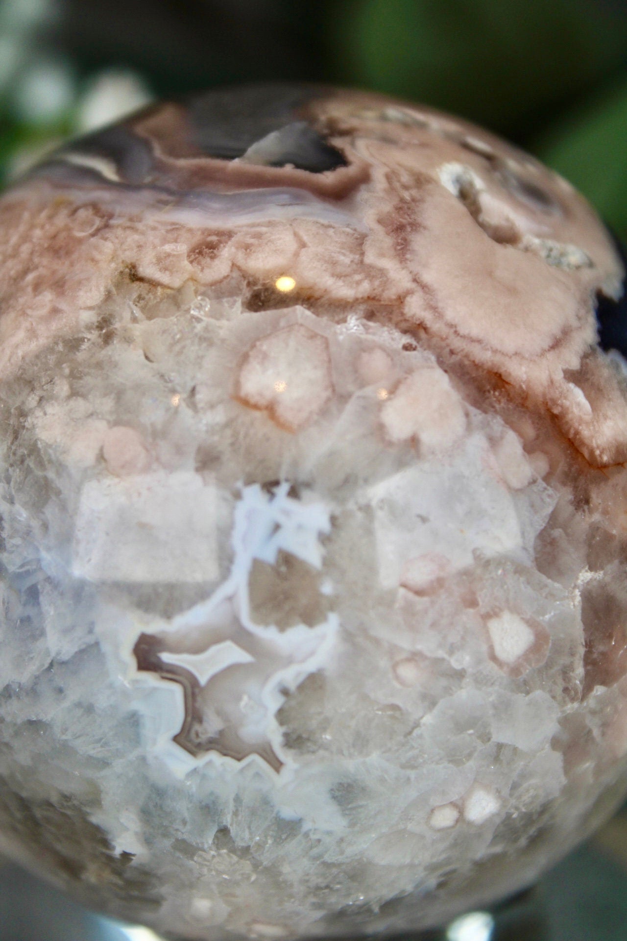 Blue flower agate with chlorite 565G 7CM