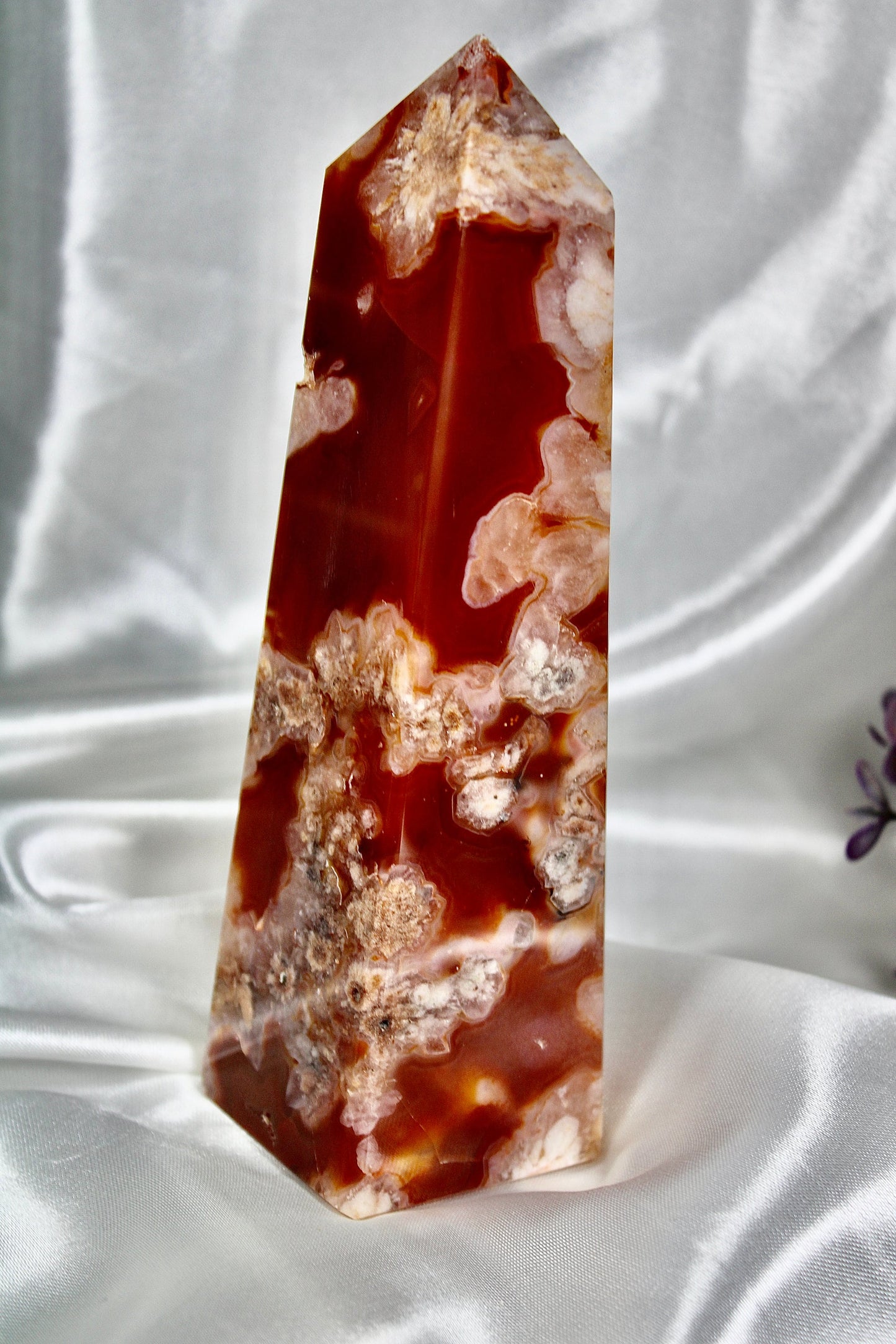 Carnelian x flower agate 708g 17.5cm
