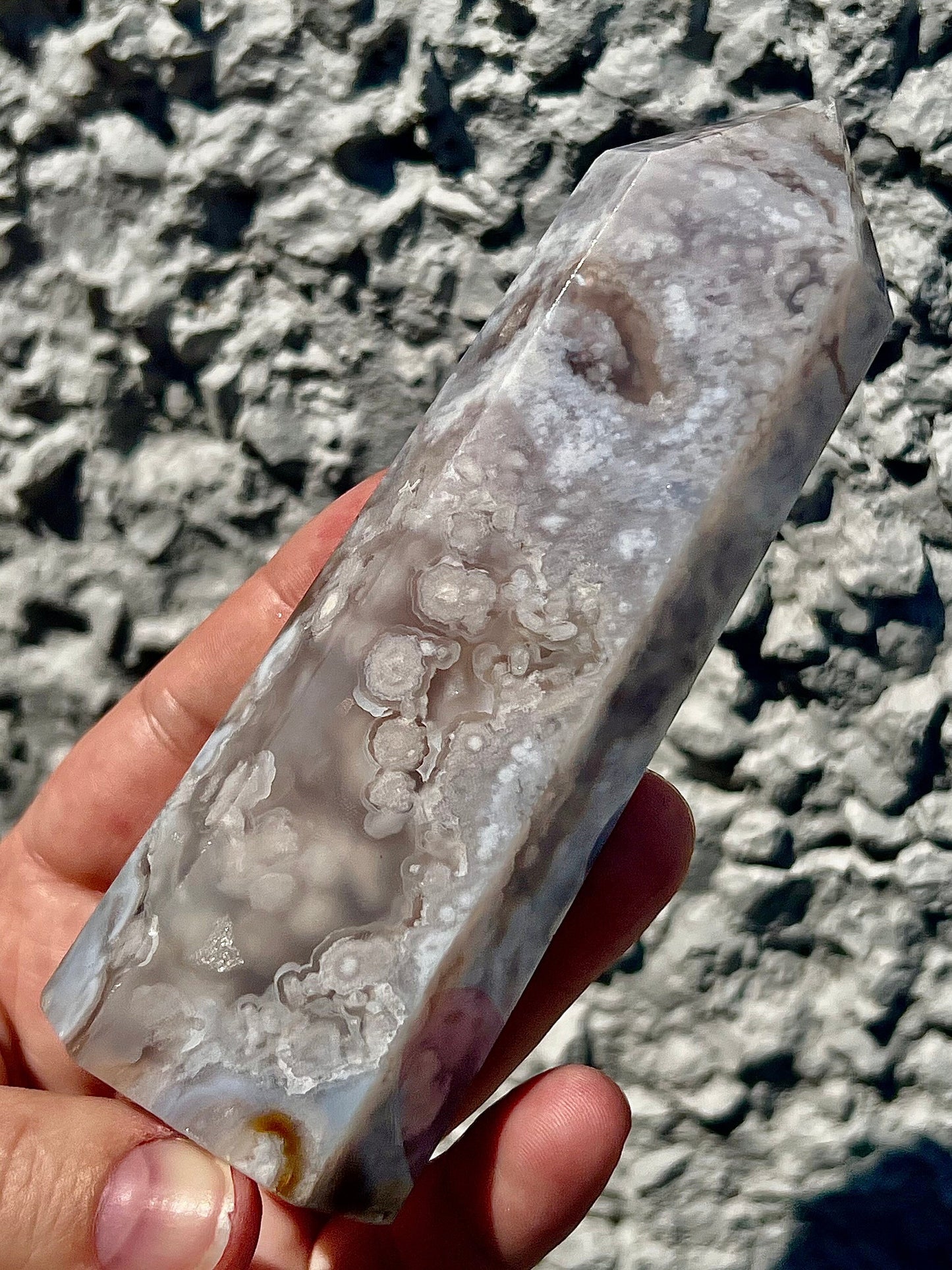 baby blue flower agate tower