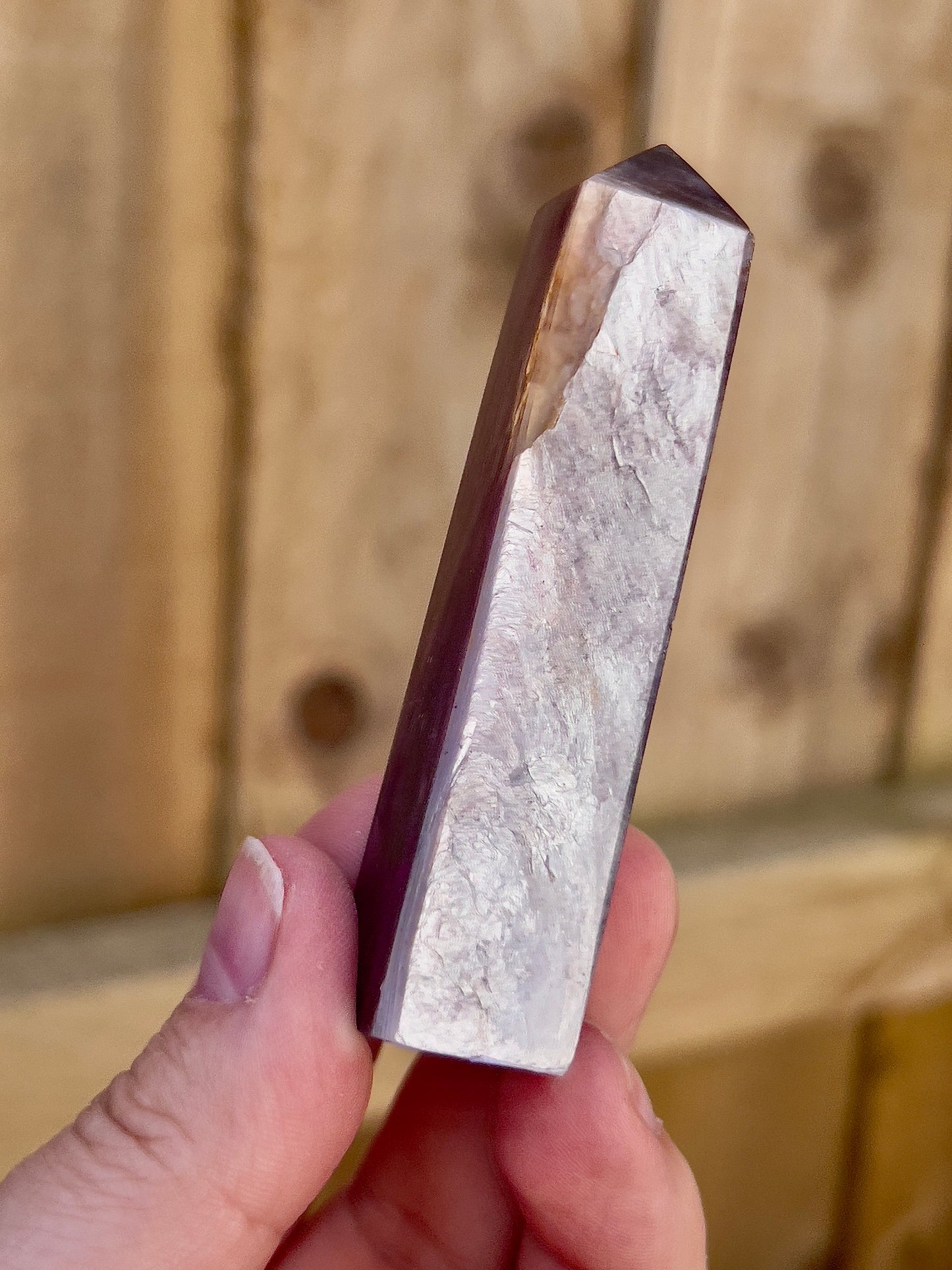 Gemmy lepidolite point