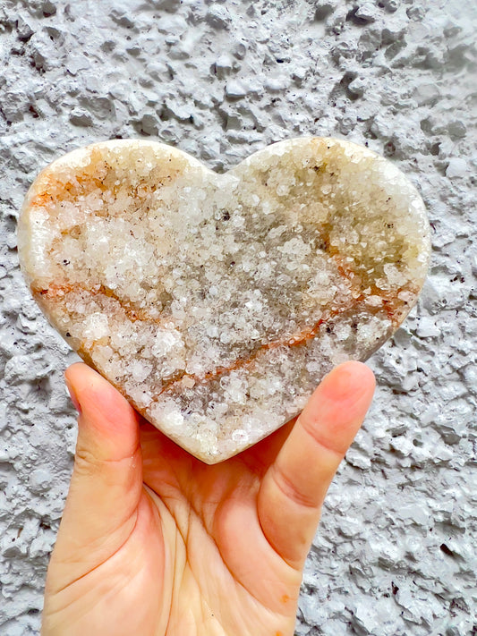 Light Green, rainbow amethsyt, agate, Sugar druzy, heart with stand
