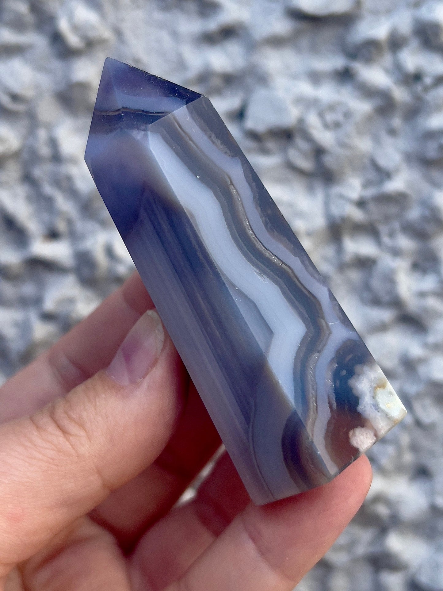 black & blue flower agate tower