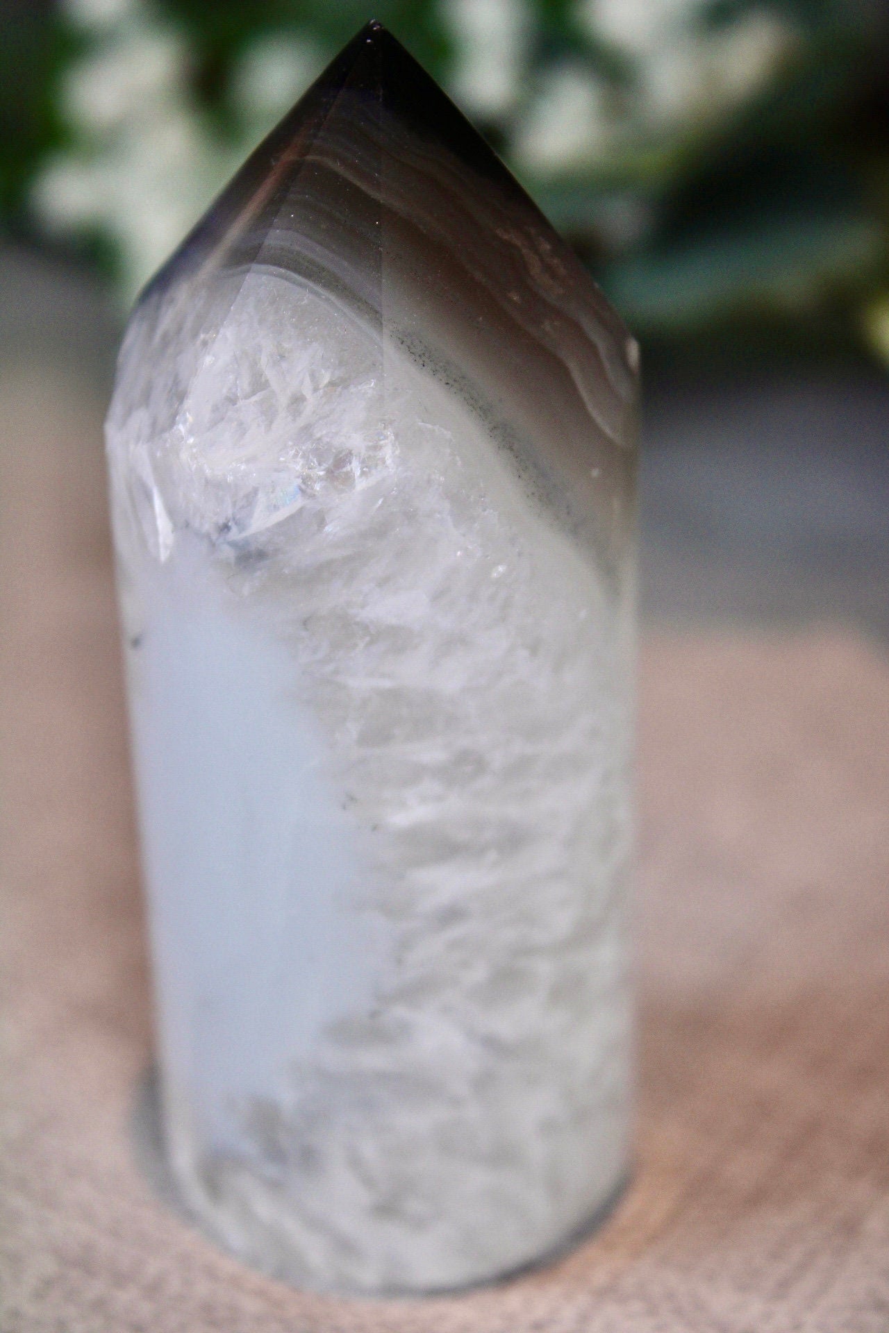 Circular, quartz agate tower