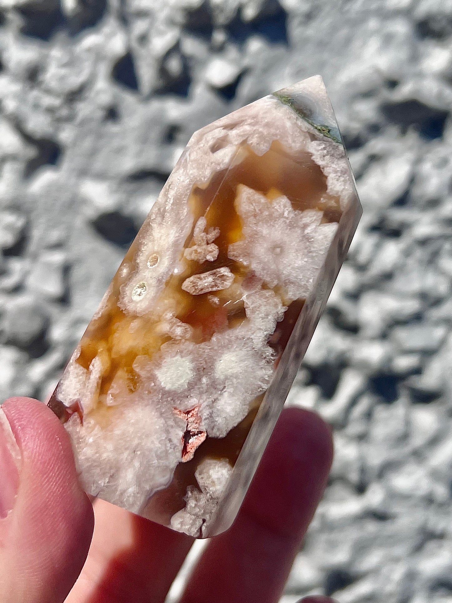 green flower agate tower