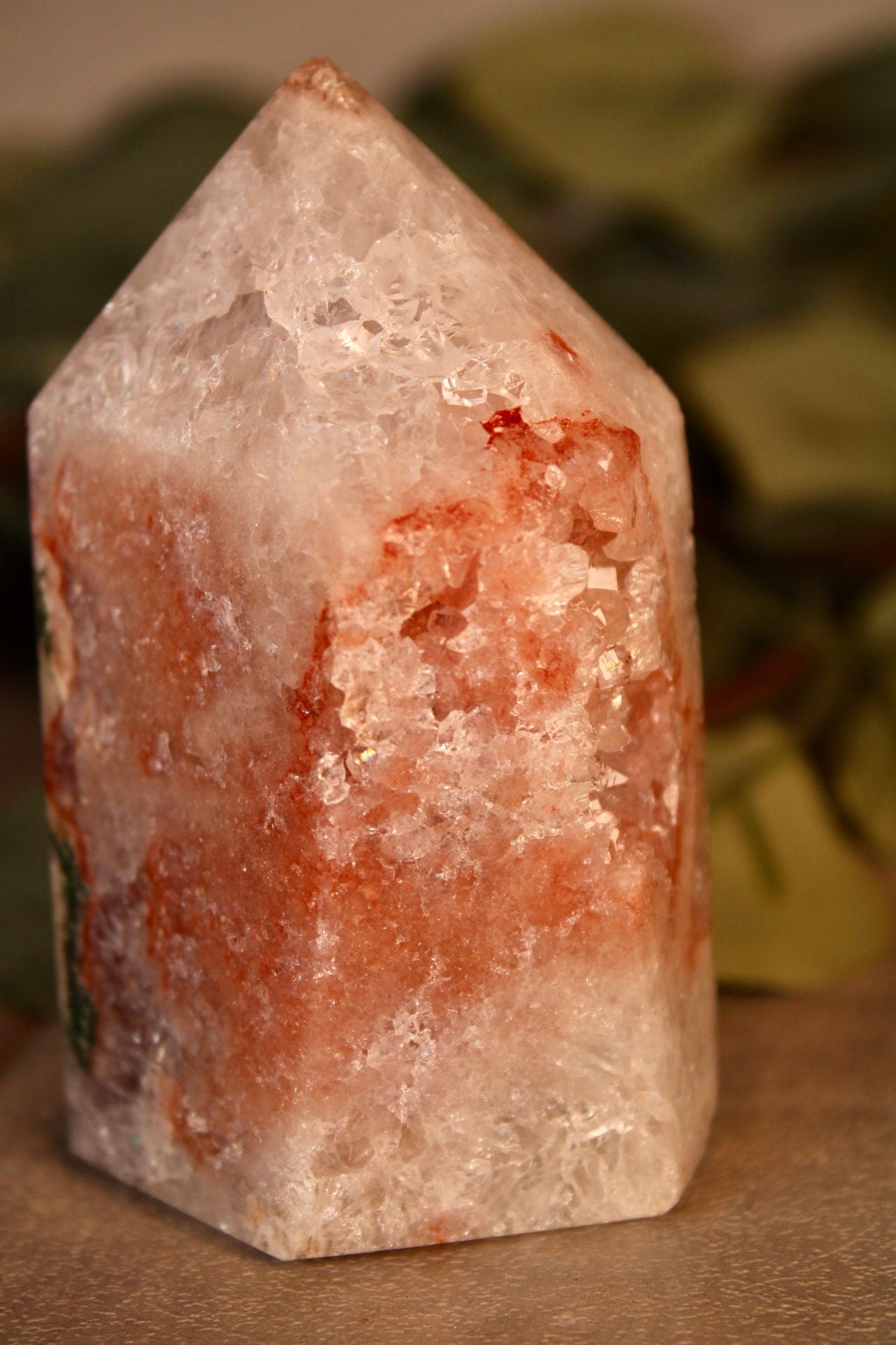 Pink amethyst x green jasper tower 340g 9cm high