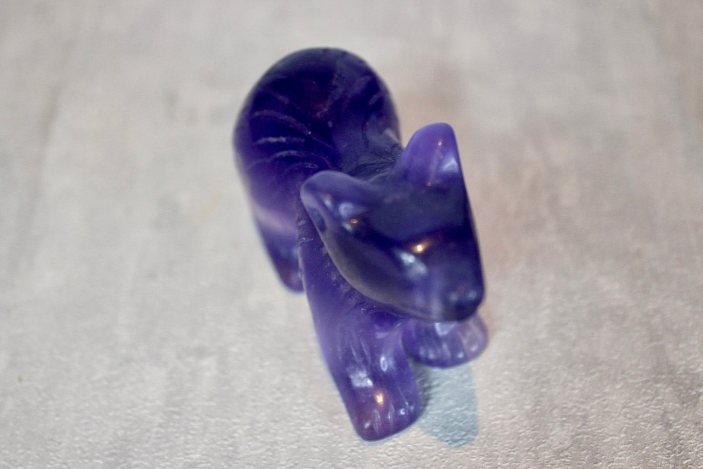 Purple, fluorite, bear carving 4.5cm (h)  7cm (L)